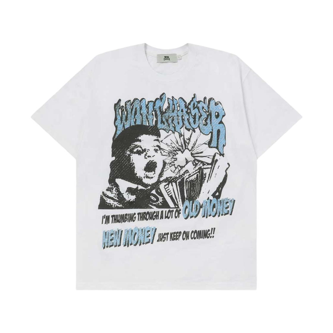 [예약배송] 원체이서 머니 라이트 써클 타이트 티셔츠 화이트([예약배송] Won Chaser Money Right Circle Tight T-Shirts White)