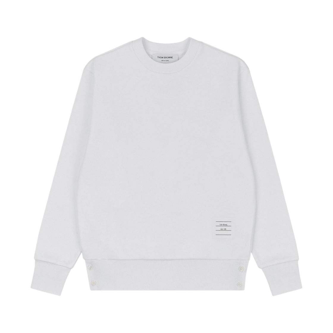 (W) 톰브라운 클래식 루프백 센터 백 RWB 스트라이프 크루넥 스웨트셔츠 화이트((W) Thom Browne Classic Loopback with Center Back RWB Stripe Crewneck Sweatshirt White) - 1
