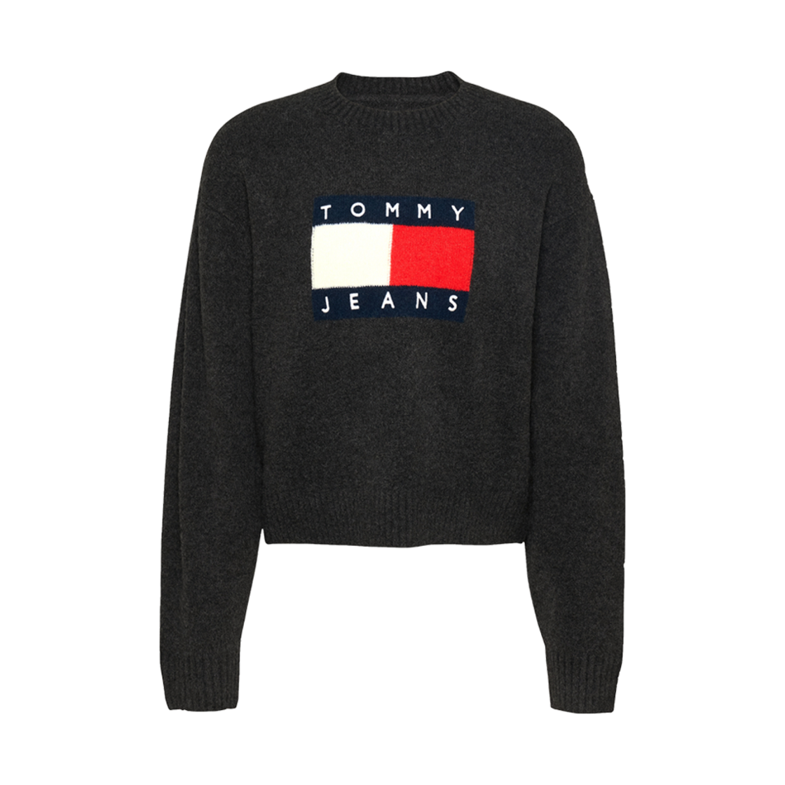 DW18681HEV (W) Tommy Hilfiger Melange Relaxed Jumper with Wool Black Melange