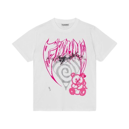 T3832-151 (W) Ganni Relaxed Elements T-Shirt Bright White