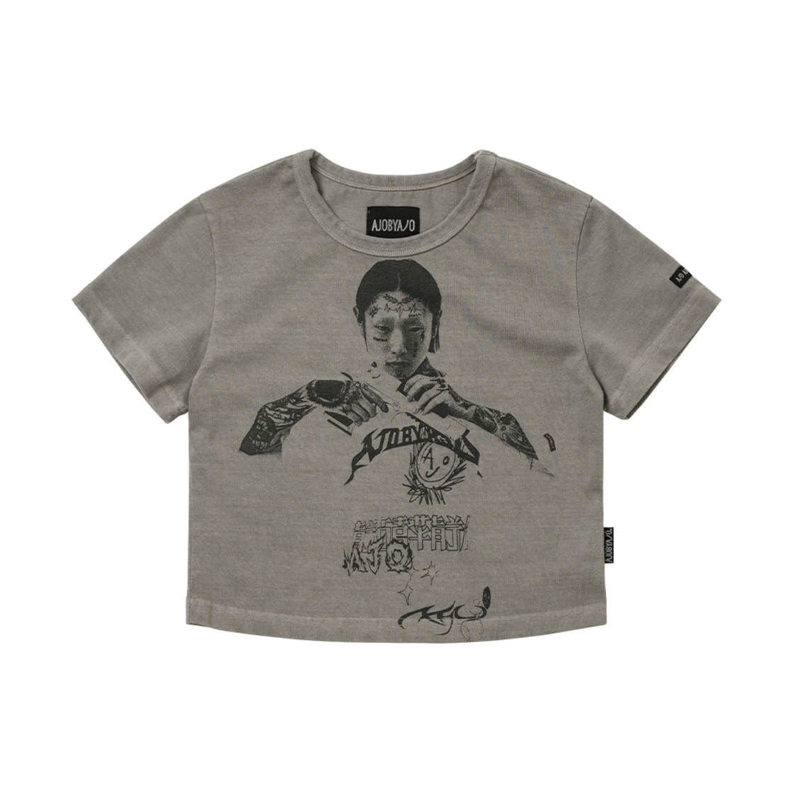 AJ252TE015DE AJOBYAJO Pseudo Knight Cropped T-Shirt Dusty Beige