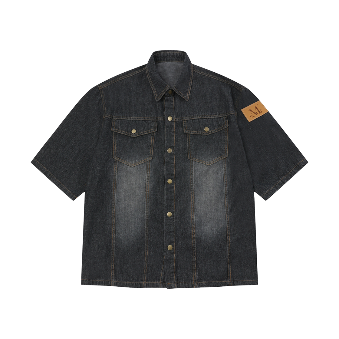 P00000LL_01 MUCENT Country Denim Half Shirt Charcoal