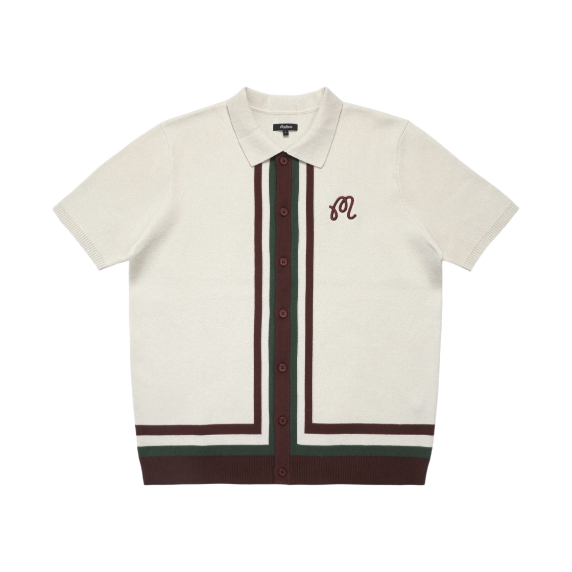 말본 골프 Elm 캠프 칼라 니트 아이보리(Malbon Golf Elm Camp Collar Knit Ivory) - 1
