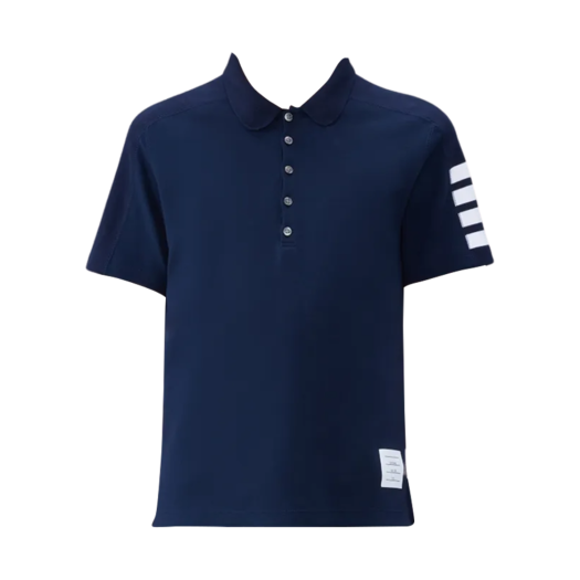 Thom Browne Cotton 4-Bar Short Sleeve Polo Navy
