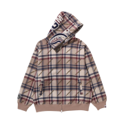 BAPE Logo Check Pattern Shark Full Zip Hoodie Beige