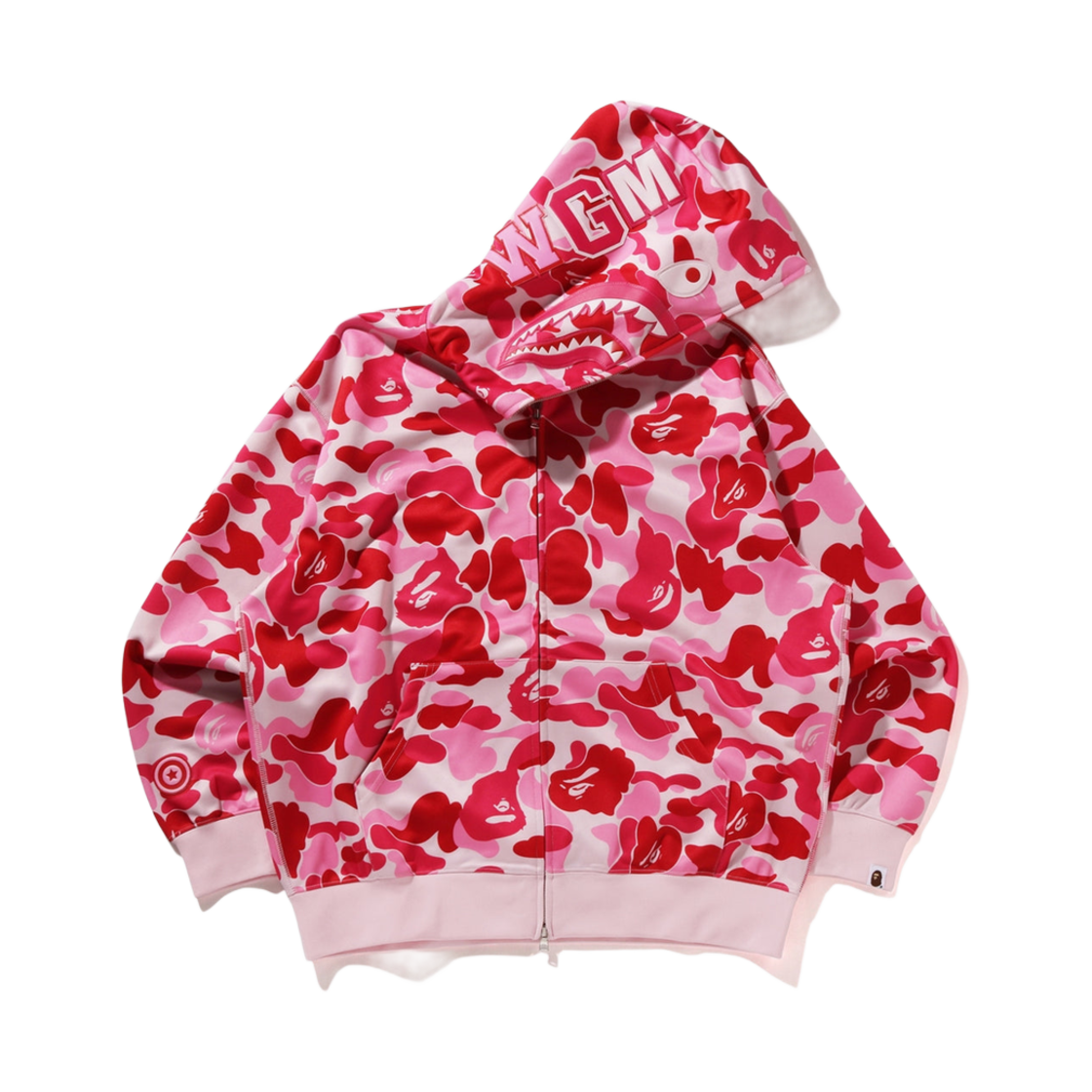 0ZXSWM115305O BAPE ABC Camo Rayon Relaxed Fit Shark Full Zip Hoodie Pink