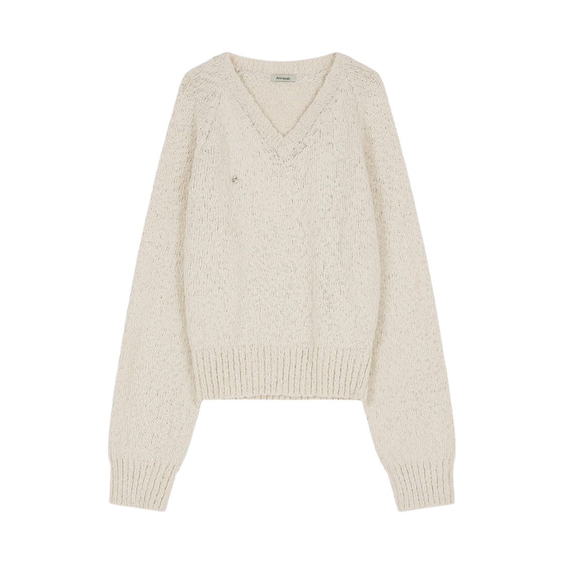 AM01KN2301-CR (W) Aviemuah V-Neck Boucle Cotton Sweater Cream - 대표 이미지 #1