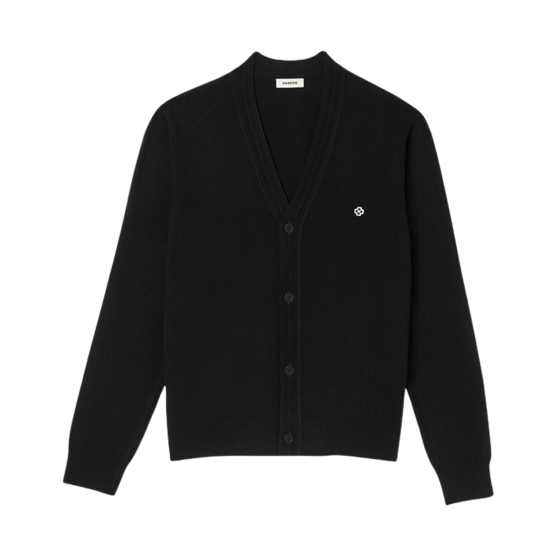 산드로 스퀘어 크로스 패치 가디건 블랙(Sandro Cardigan with Square Cross Patch Black)