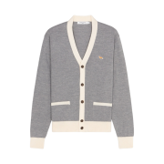 Maison Kitsune Baby Fox Patch Bi-Color Classic Cardigan Grey Melange