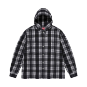 Supreme Printed Hooded Flannel Shirt Black - 24SS
