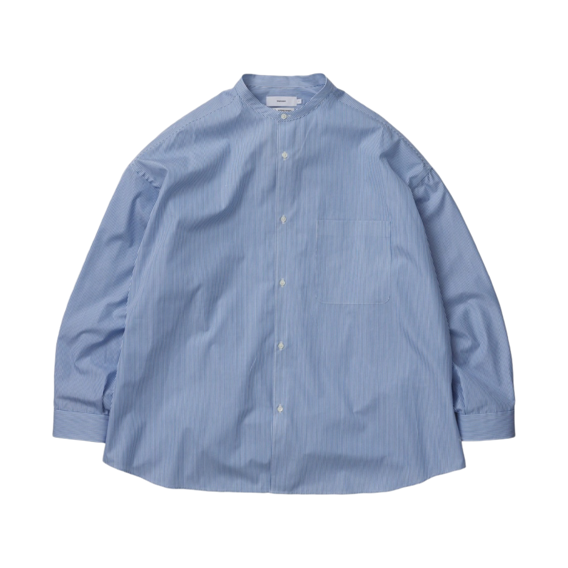 GM224-50022 Graphpaper Thomas Mason L/S Oversized Band Collar Shirt Blue Stripe