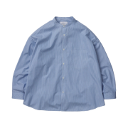 Graphpaper Thomas Mason L/S Oversized Band Collar Shirt Blue Stripe