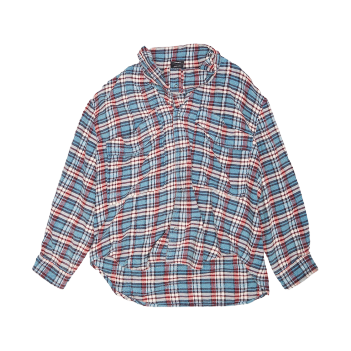 (W) R13 하이 넥 셔츠 블루 플레이드((W) R13 High Neck Shirt Blue Plaid)