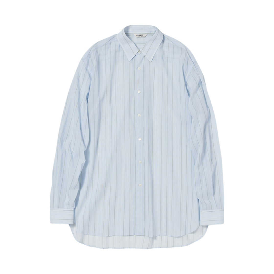오라리 하드 트위스트 핀스 오가닉 스트라이프 셔츠 라이트 블루 스트라이프(Auralee Hard Twist Finx Organdy Stripe Shirt Light Blue Stripe)