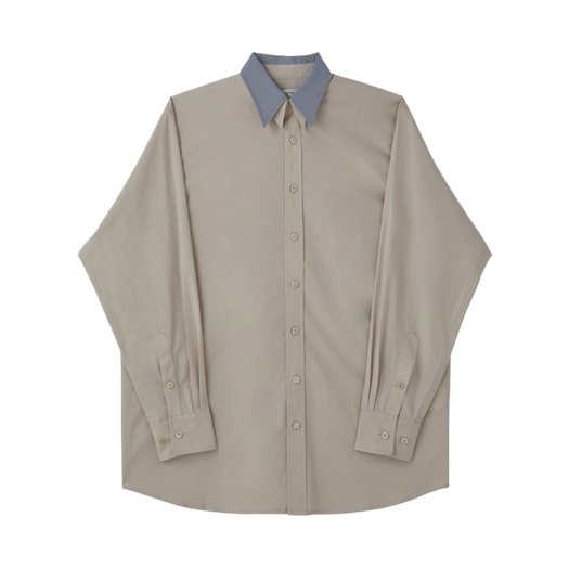 RU25SWST002SE Recto Contrast Double Collar Shirt Sepia Beige