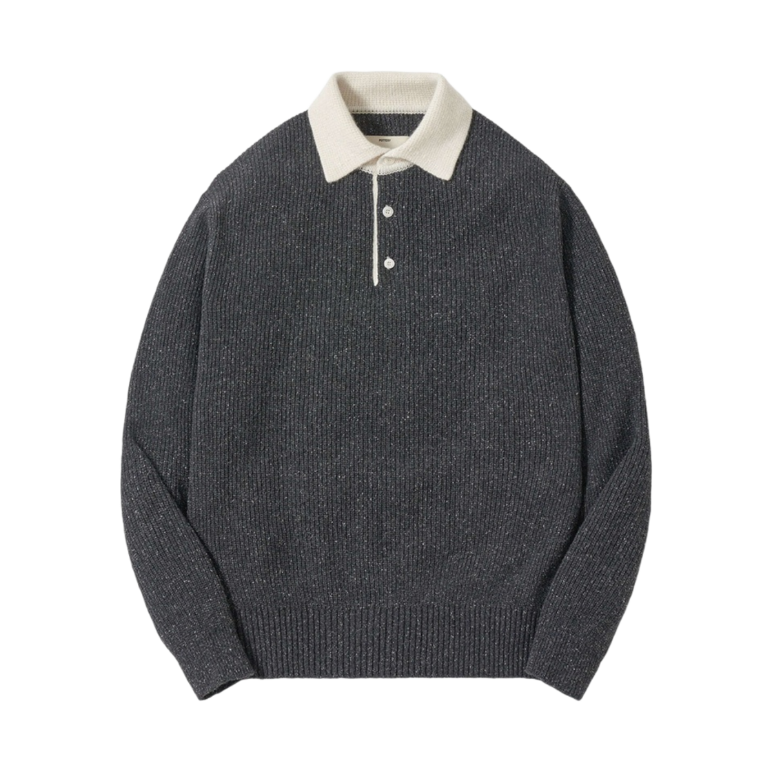 포터리 럭비 폴로 니트 멜란지 그레이(Pottery Rugby Polo Knit Melange Gray) - 1