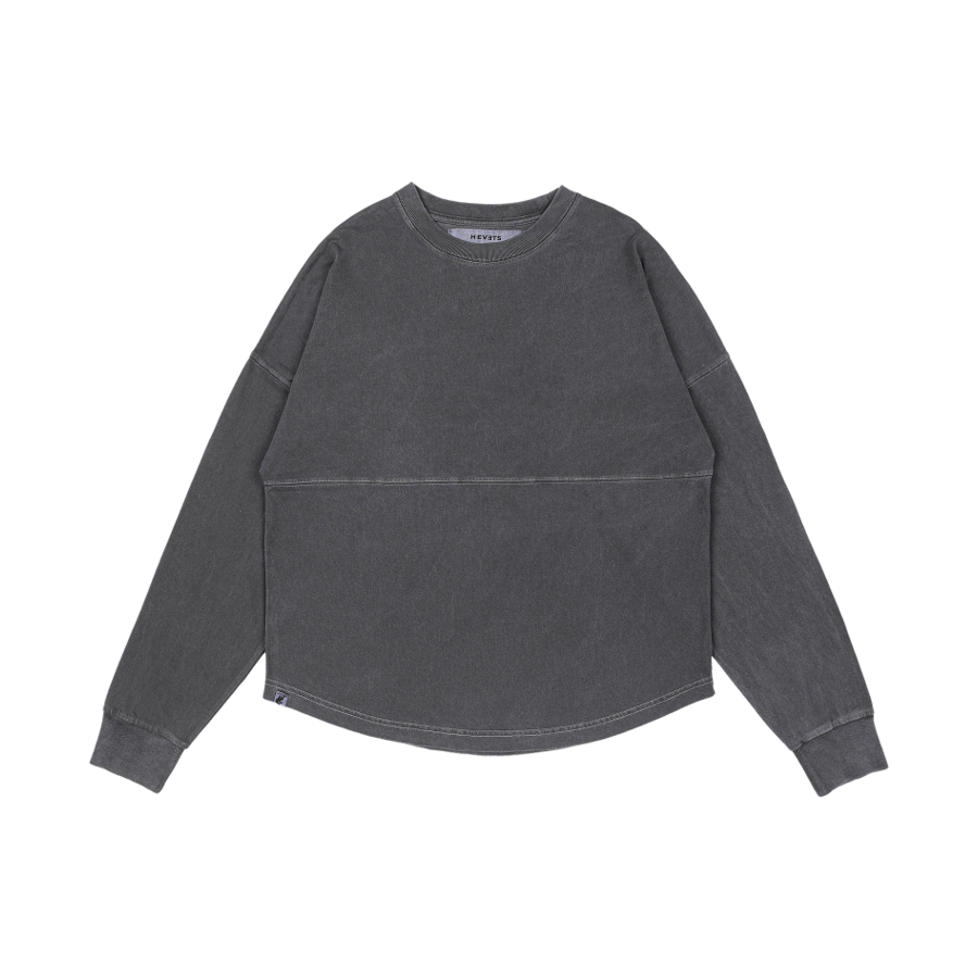 H1FUTS-005GYA-S Hevets W Garment Dyeing Leapfrogging T-shirt Grey