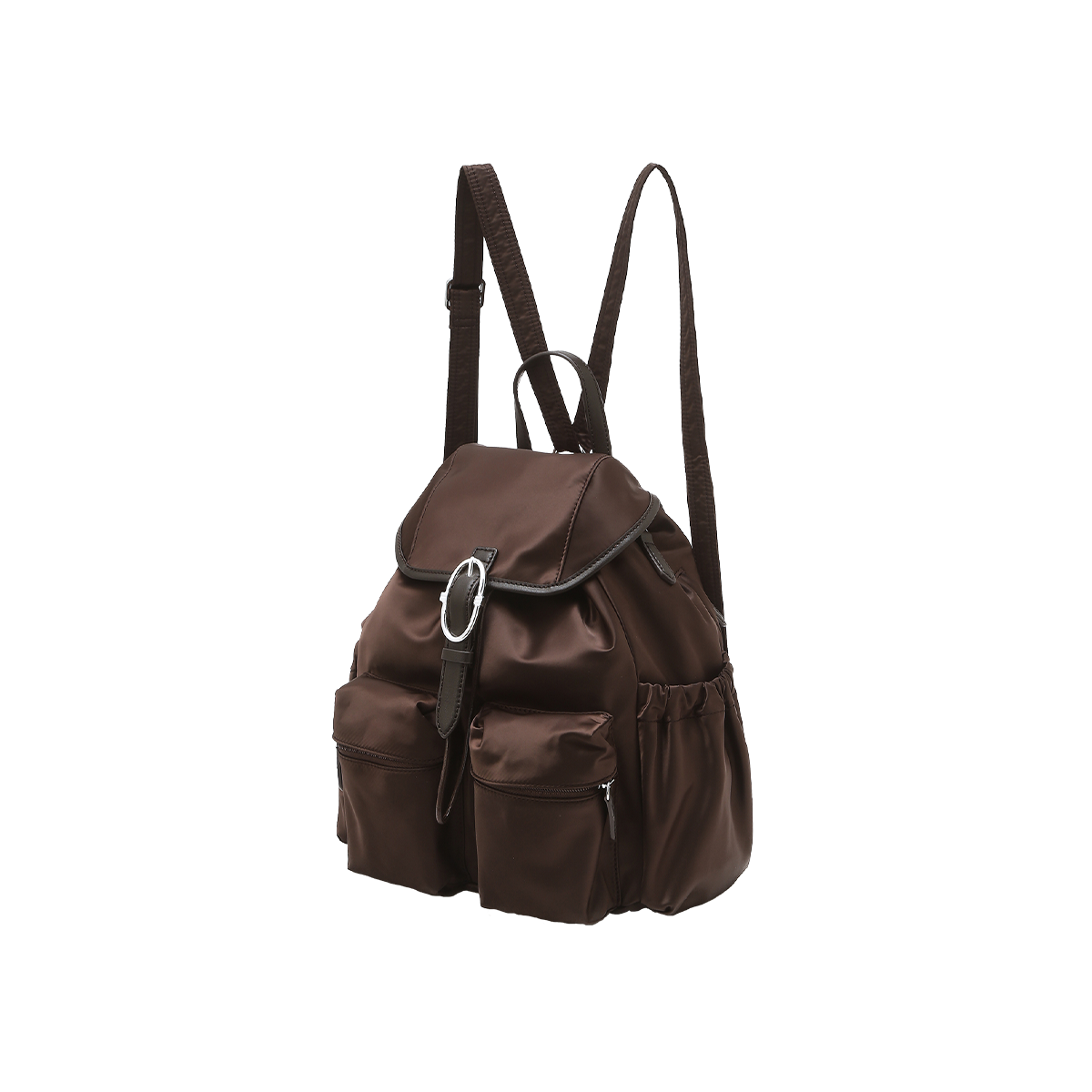 AABA5F830W3 Athe Vanessabruno Fabric Chain Backpack And Shouldr Bag Brown