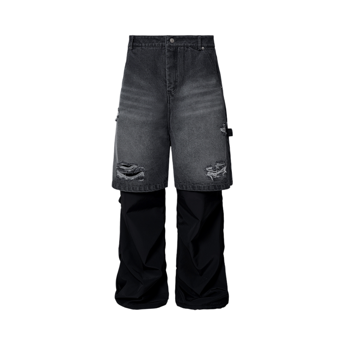플레이버리즘 하이브리드 레이어드 데님 트랙 팬츠 블랙(Flavorism Hybrid Layered Denim Track Pants (TP0056) Black)
