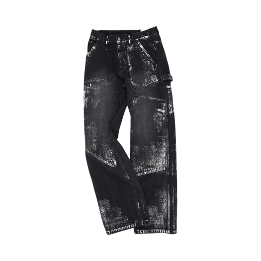 apa685m(BLACK) ADSB Andersson Bell Wax Coated Carpenter Wide-Leg Jeans Black