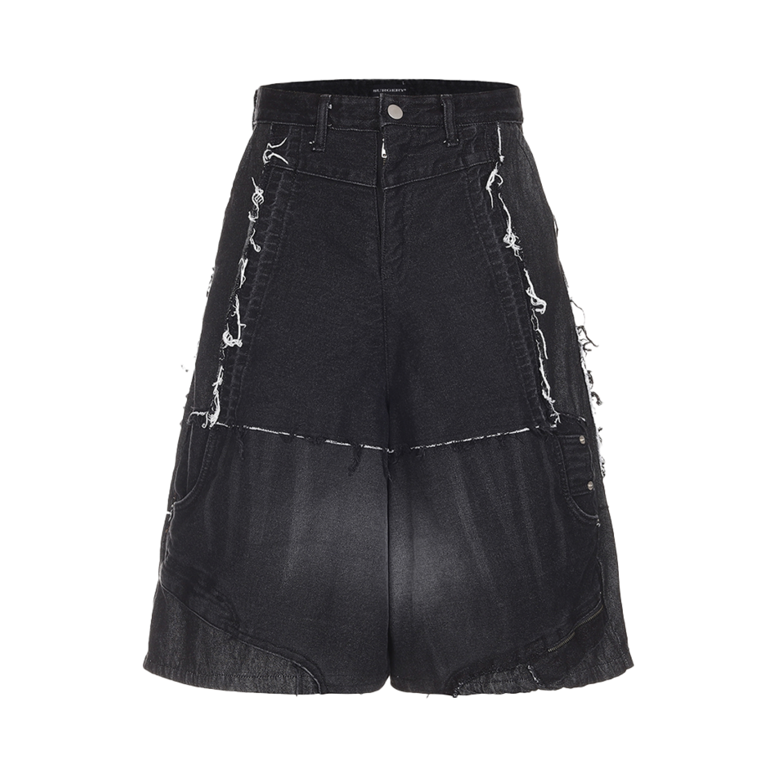 SG25SS07 Surgery Remake Denim Bermuda Pants Black Denim