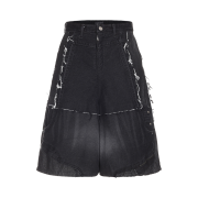 Surgery Remake Denim Bermuda Pants Black Denim