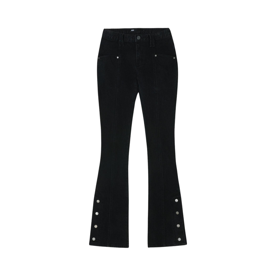 - (W) Bohemian Seoul Button Fly Boots Cut Denim Pants Black