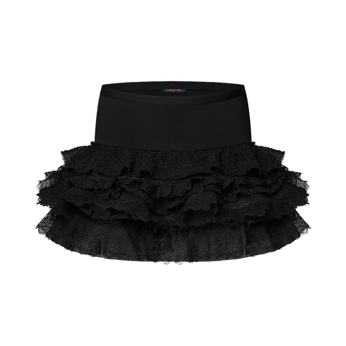 (W) 루이비통 레이스 프릴 미니 스커트 블랙((W) Louis Vuitton Lace Frill Mini Skirt Black)