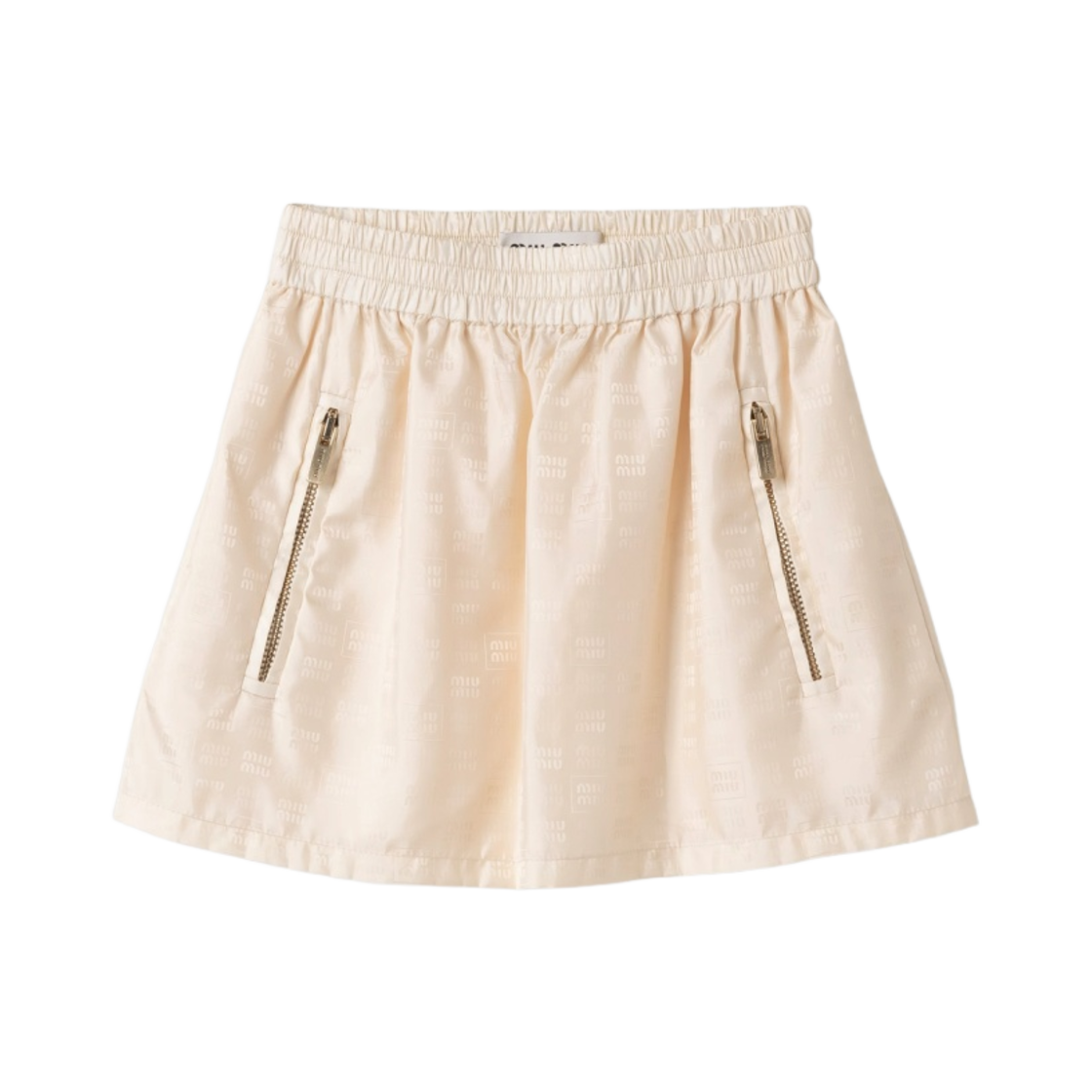 (W) 미우 미우 나일론 미니 스커트 아이보리((W) Miu Miu Nylon Mini Skirt Ivory) - 1