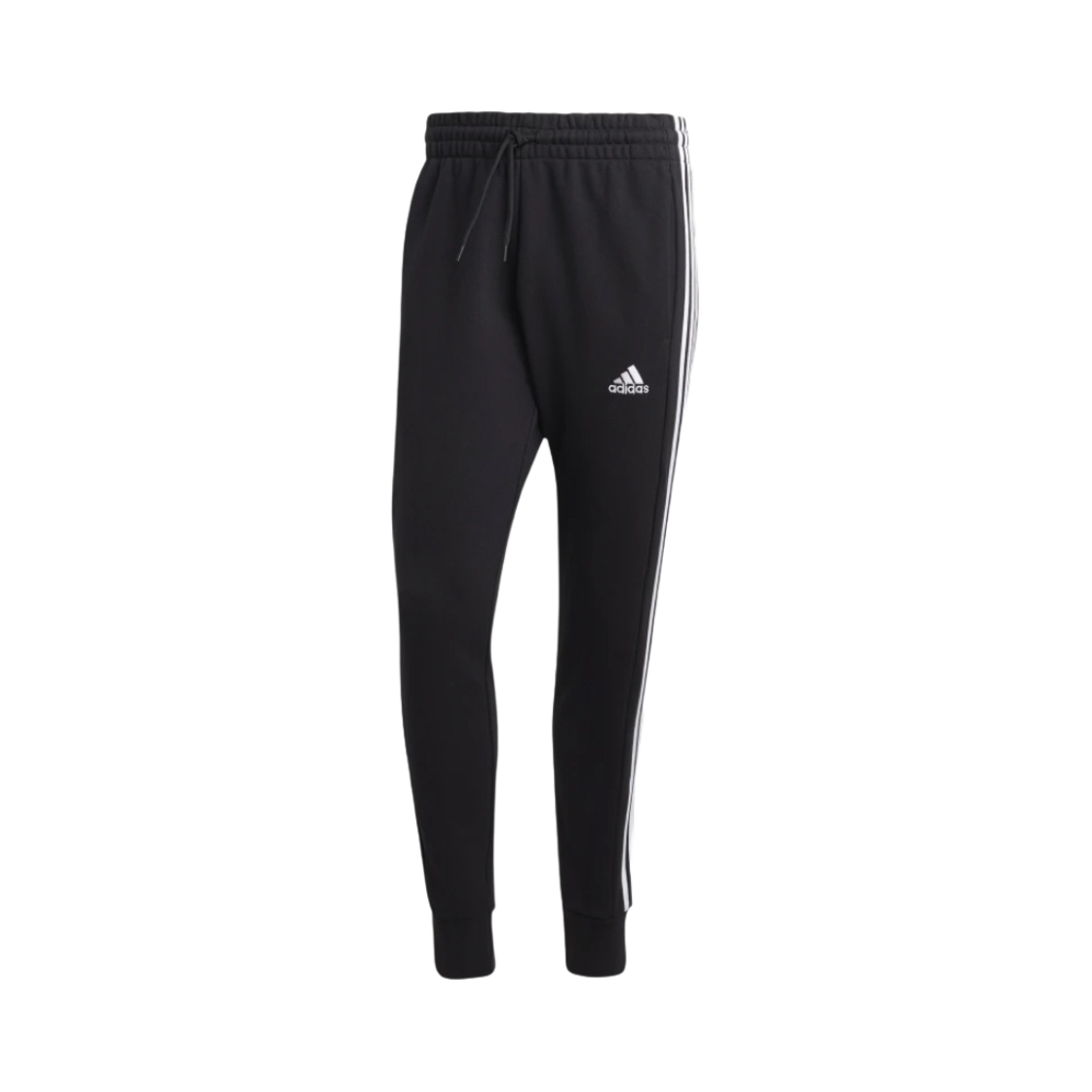 HA4337 Adidas Essentials French Terry Tapered Cuff 3-Stripes Pants Black - KR Sizing