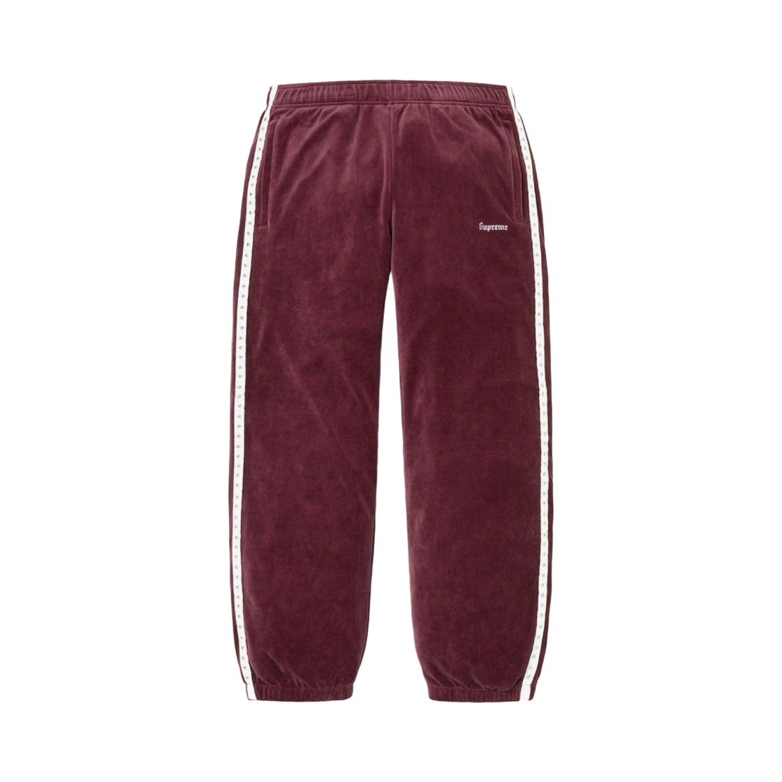 슈프림 스터드 벨루어 트랙 팬츠 버건디 - 22FW(Supreme Studded Velour Track Pants Burgundy - 22FW) - 1
