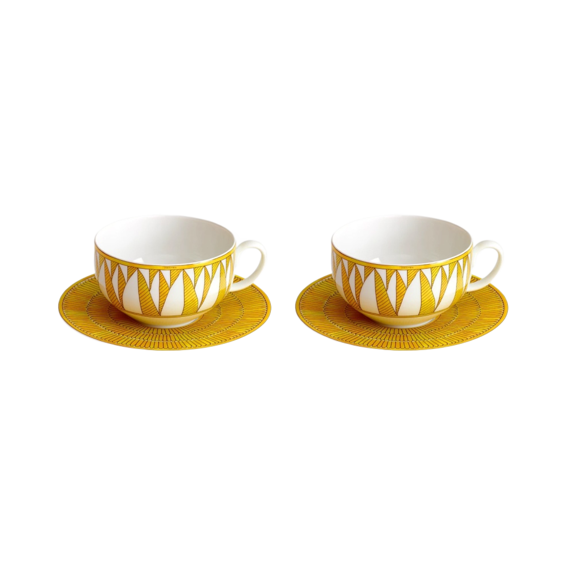 P046015P Hermes Soleil d'Hermes Breakfast Cup & Saucer Yellow (Set of 2)
