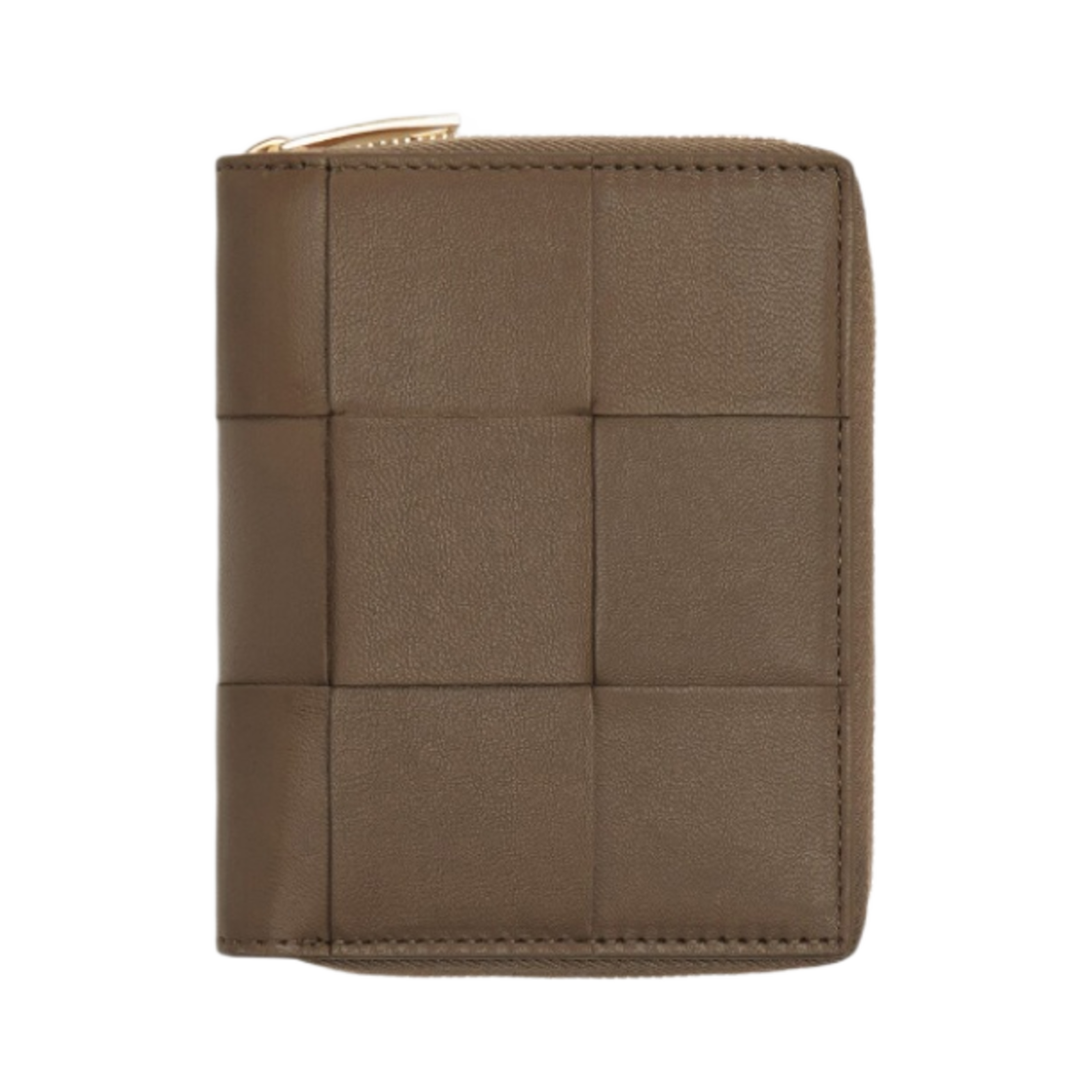 750252VCQC12560 Bottega Veneta Small Cassette Compact Zip Around Wallet Taupe Grey