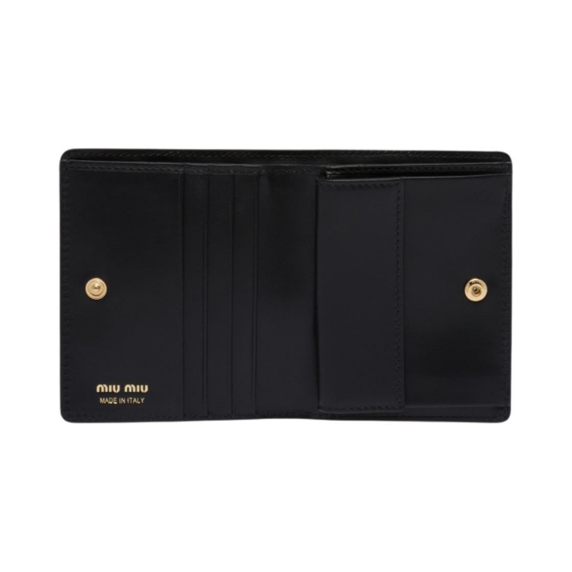 미우 미우 엠보스 레터링 로고 가죽 반지갑 블랙(Miu Miu Embossed Lettering Logo Small Leather Wallet Black) - 2