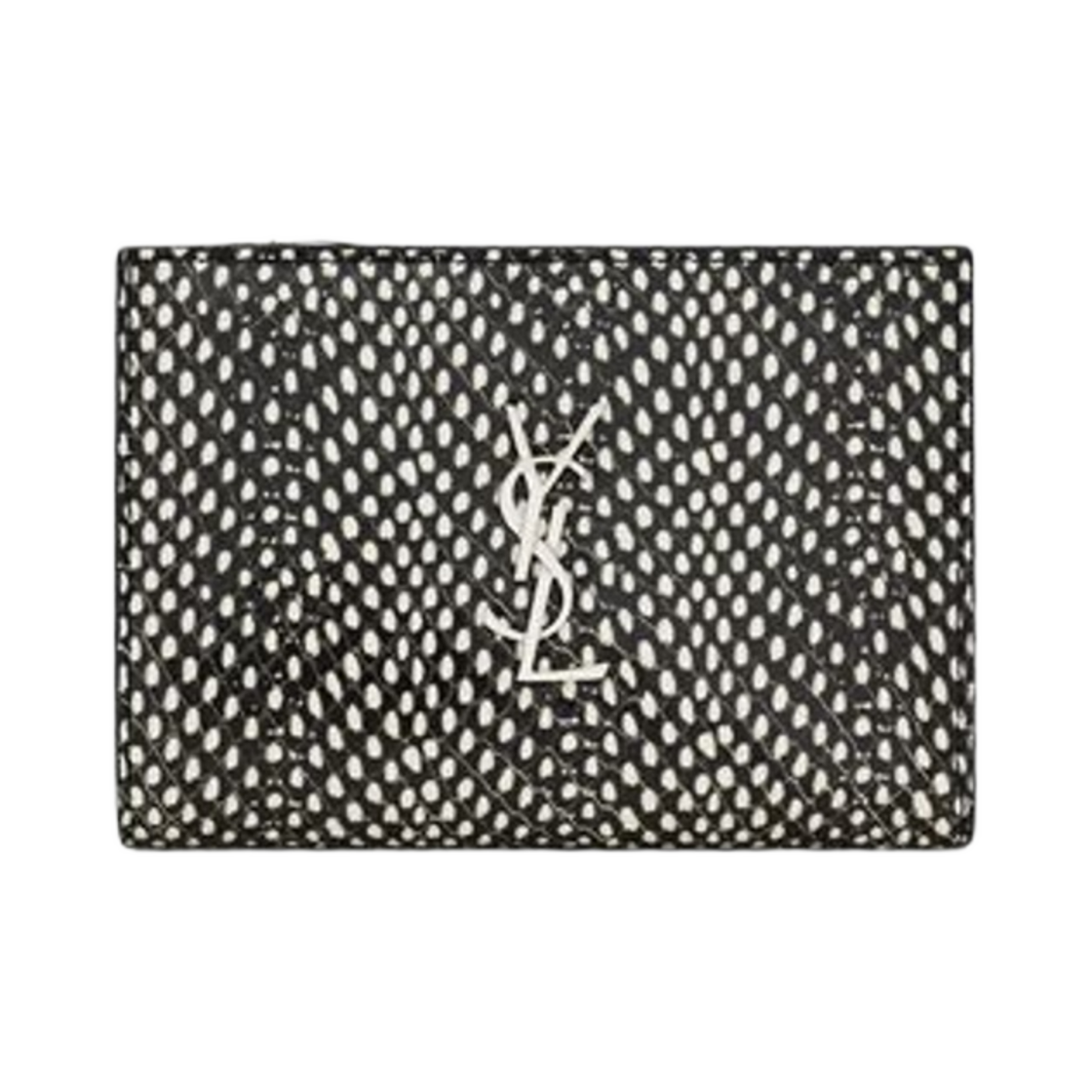 생로랑 카산드라 프라그먼트 지퍼 바이폴드 월렛 파이썬 엠보스 레더 블랙 앤 화이트(Saint Laurent Cassandre Fragments Zipped Bi-Fold Wallet in Python Embossed Leather Black And White) - 1