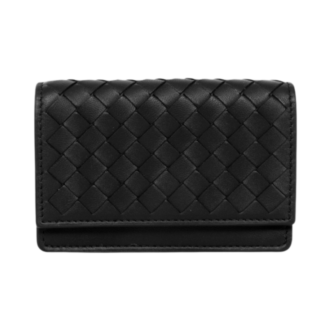 보테가 베네타 인트레치아토 비즈니스 카드 케이스 블랙(Bottega Veneta Intrecciato Business Card Case Black) - 1