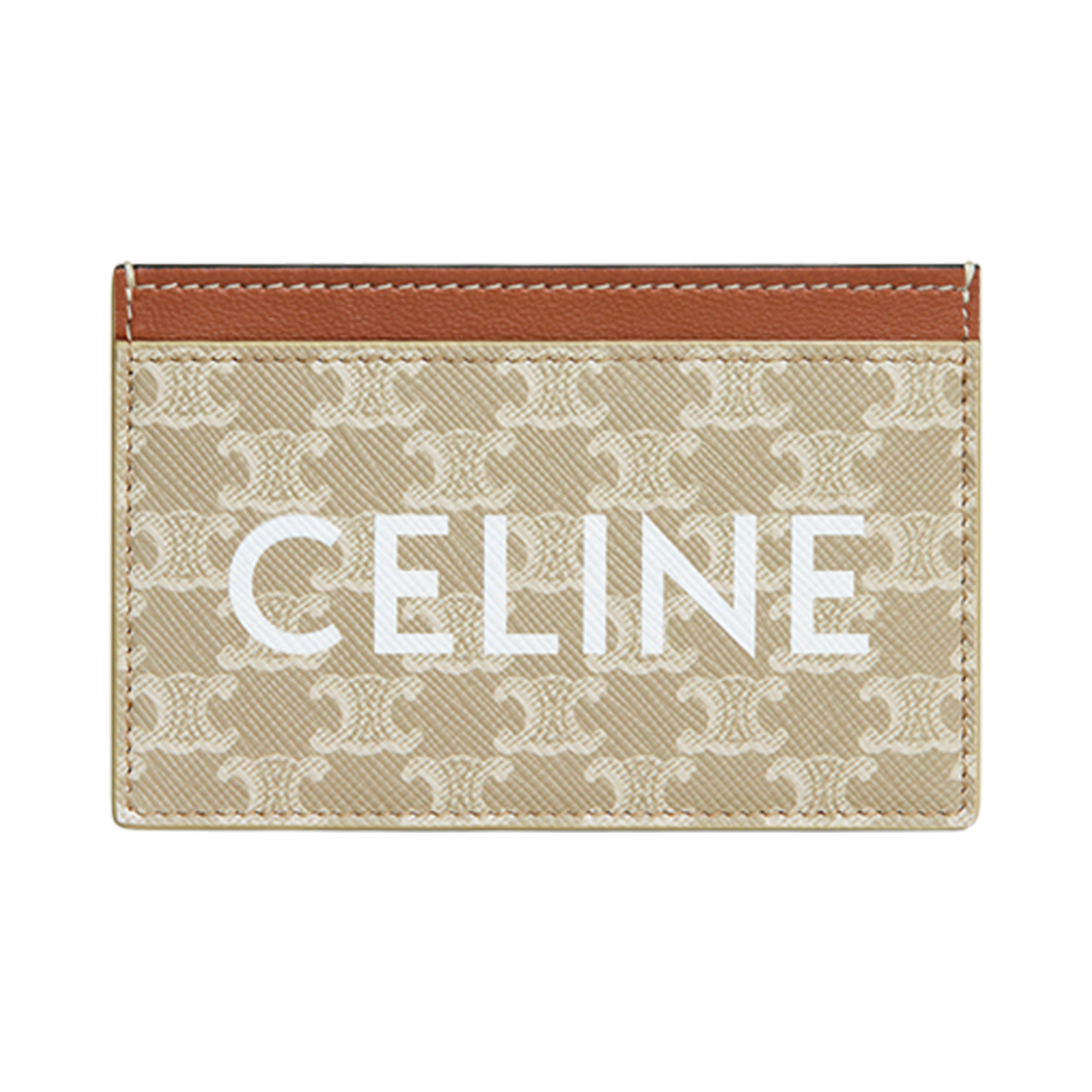 10B702F19-02GR Celine Card Holder in Print Triomphe Canvas Grege