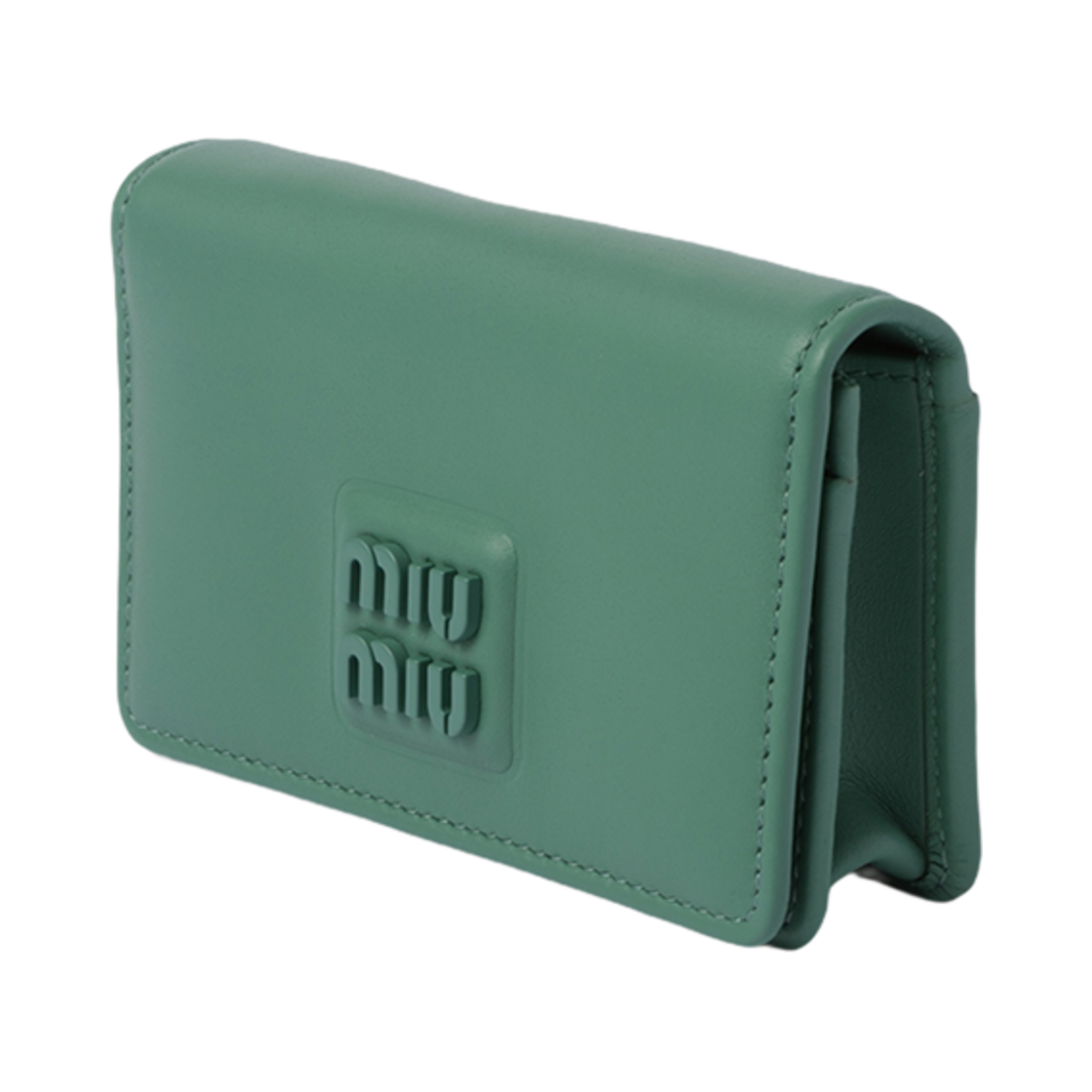 미우 미우 레더 카드 반지갑 세이지 그린(Miu Miu Leather Card Holder Sage Green) - 3