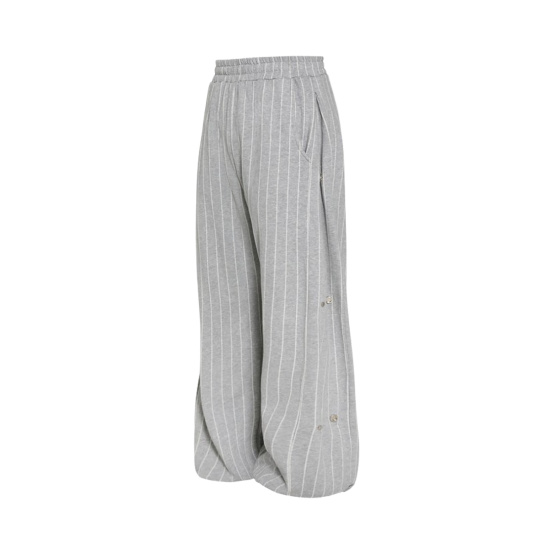 엠제이디 X TRSC 스트라이프 사이드 스냅 와이드 스웨트 팬츠 멜란지 그레이(MJD X TRSC Stripe Side Snap Wide Sweat Pants Melange Grey)