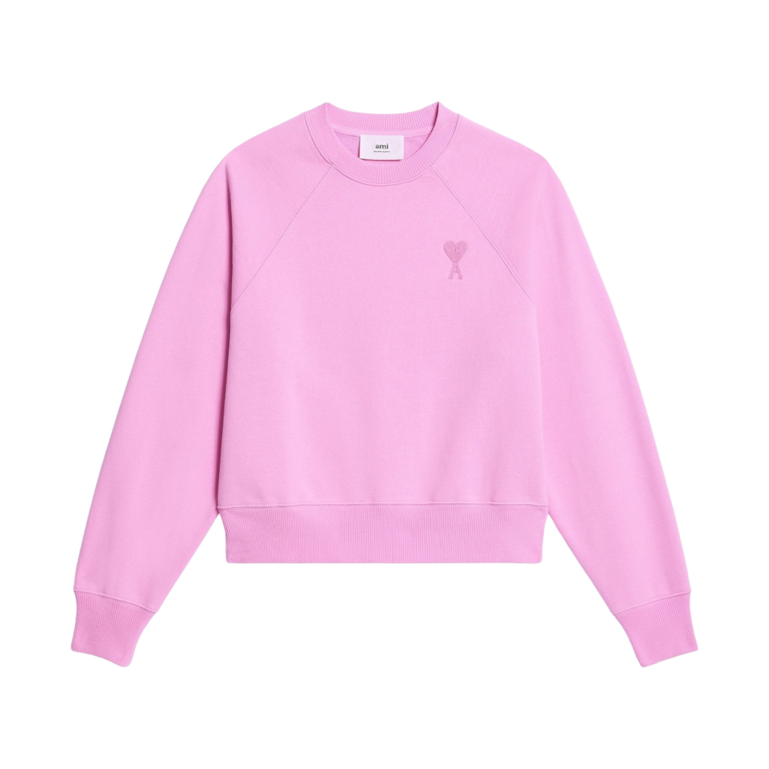 아미 톤온톤 하트 로고 크루넥 스웨트셔츠 캔디 핑크(AMI de Coeur Tone-On-Tone Crewneck Sweatshirt Candy Pink)