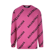 (W) Balenciaga Allover Logo Crewneck Knit Pink