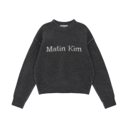 Matin Kim Color Line Point Logo Knit Pullover Grey