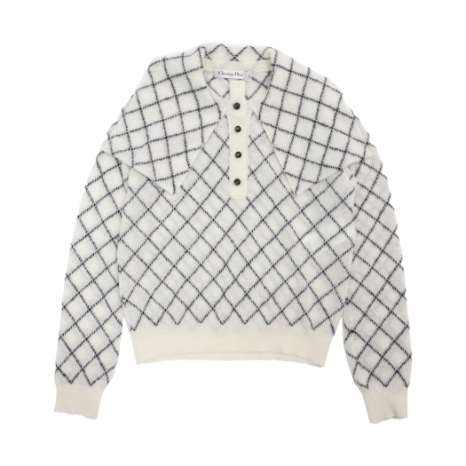 IT7TFKTCU385 [A등급] Dior Vintage Tide Collar Sweater Mohair White Black