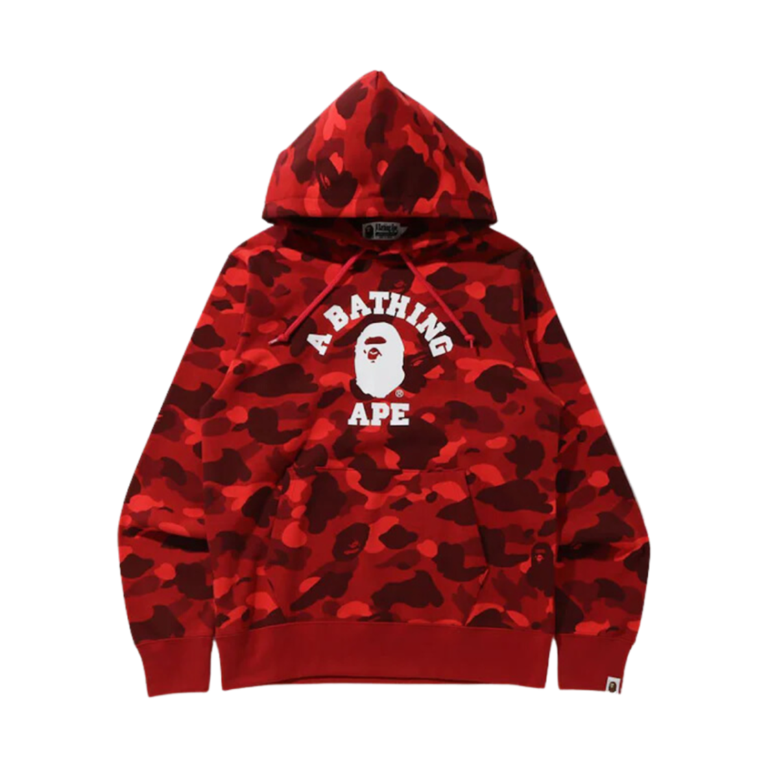베이프 컬러 카모 컬리지 풀오버 후드 레드