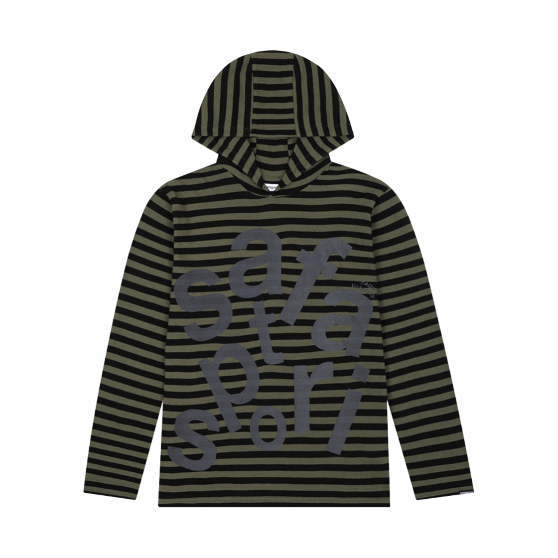 [예약 배송] 사파리스팟 티켓팅 스트라이프 보더 후디 올리브