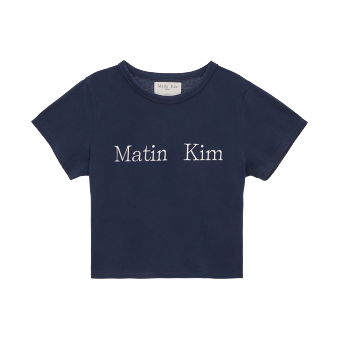 W) 마뗑킴 커티드 로고 링거 크롭탑 네이비 | Matin Kim | KREAM