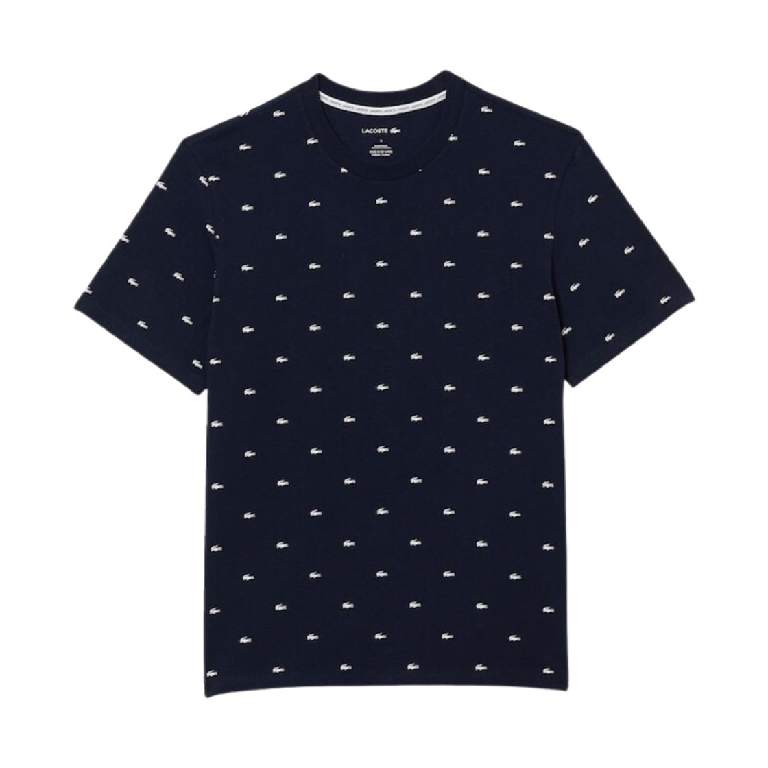 라코스테 크록 프린티드 스트래치 코튼 실내용 티셔츠 네이비 블루 화이트(Lacoste Croc Printed Stretch Cotton Indoor T-Shirt Navy Blue White) - 1