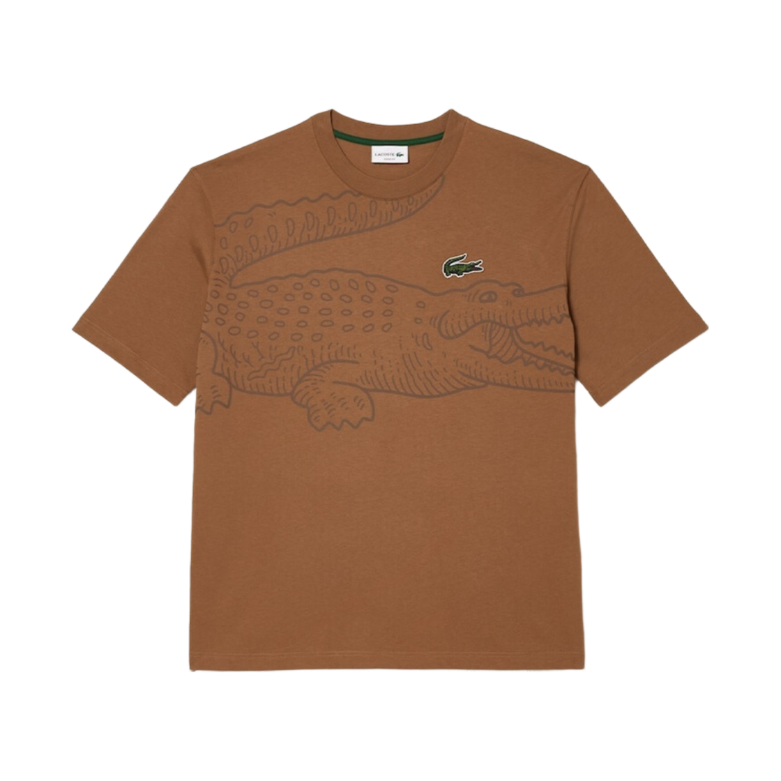 라코스테 80's 빅 크록 프린트 티셔츠 브라운(Lacoste 80's Big Croc Print T-Shirt Brown) - 1