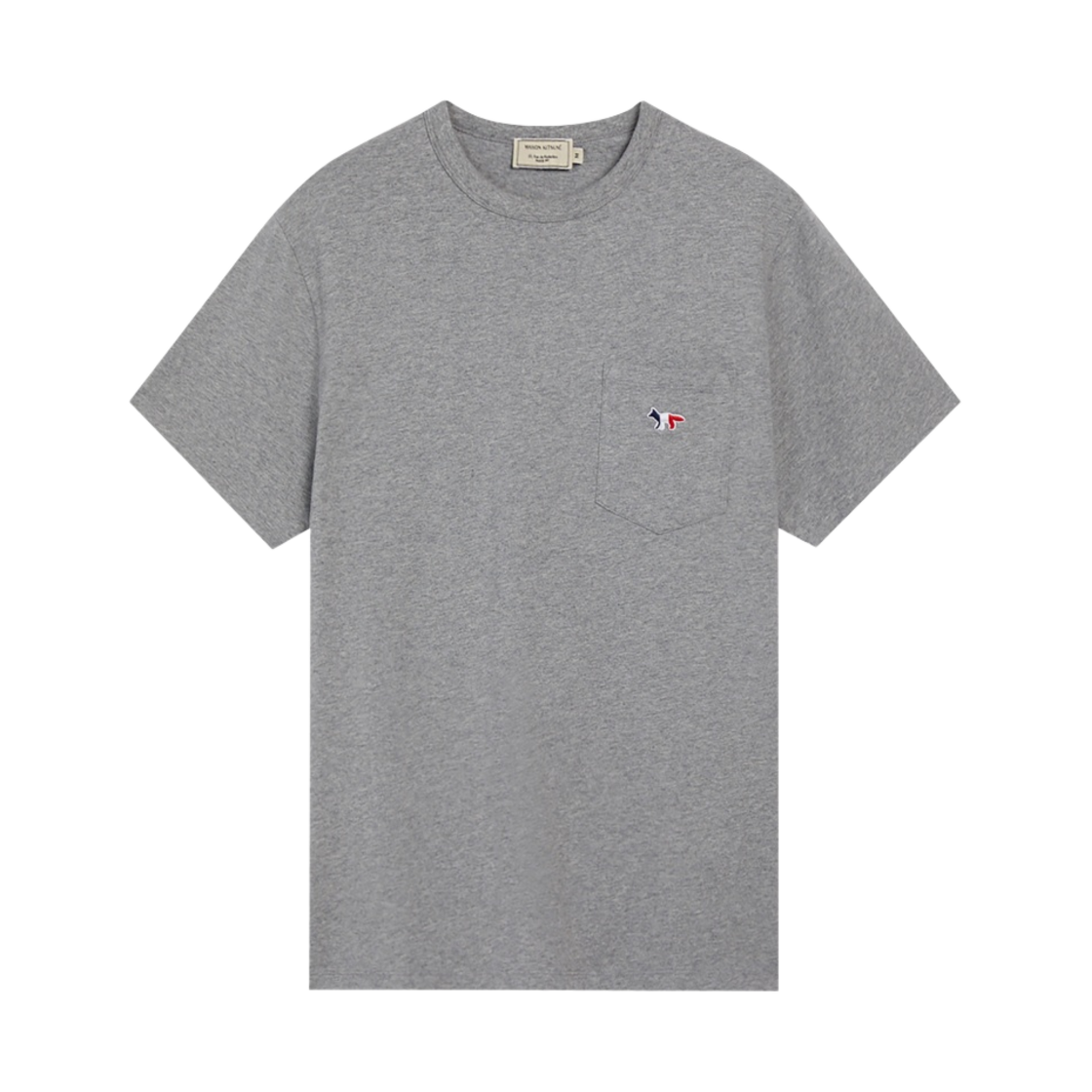 메종 키츠네 트라이컬러 폭스 패치 클래식 포켓 티셔츠 그레이 멜란지(Maison Kitsune Tricolor Fox Patch Classic Pocket T-Shirt Grey Melange) - 1