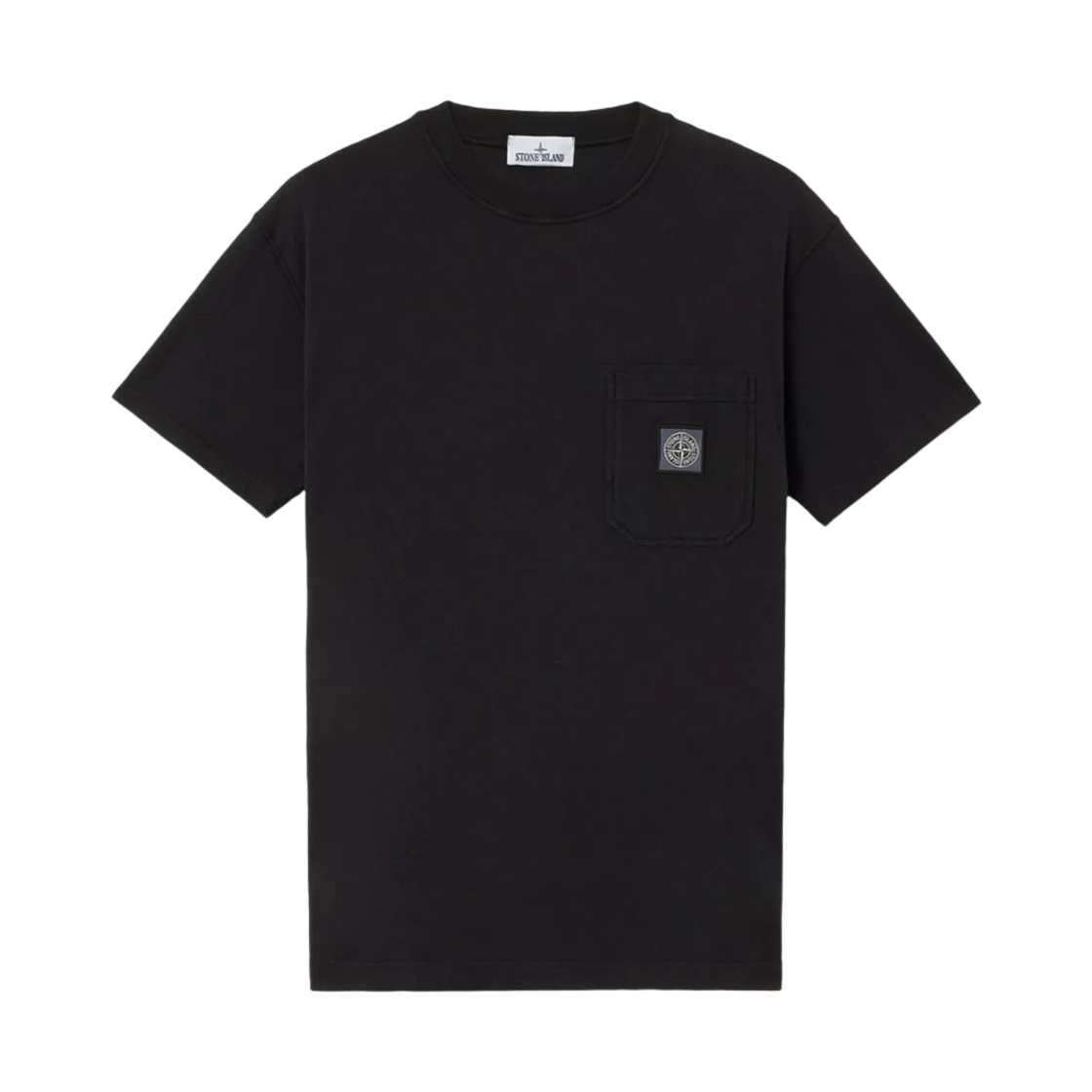 K1S1521002-19S0057-V0029 Stone Island 2100219 Organic Cotton Jersey Fissato Effect Slim-Fit Short-Sleeve T-Shirt with Compass Patch Black - 25SS